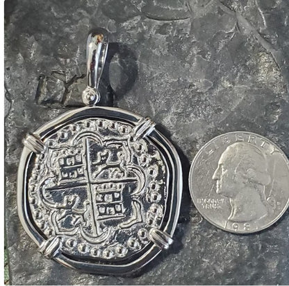 LARGE heavy atocha shipwreck treasure coin pendant