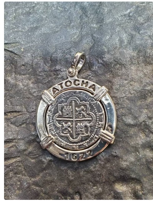 Atocha silver coin pendant 1622
