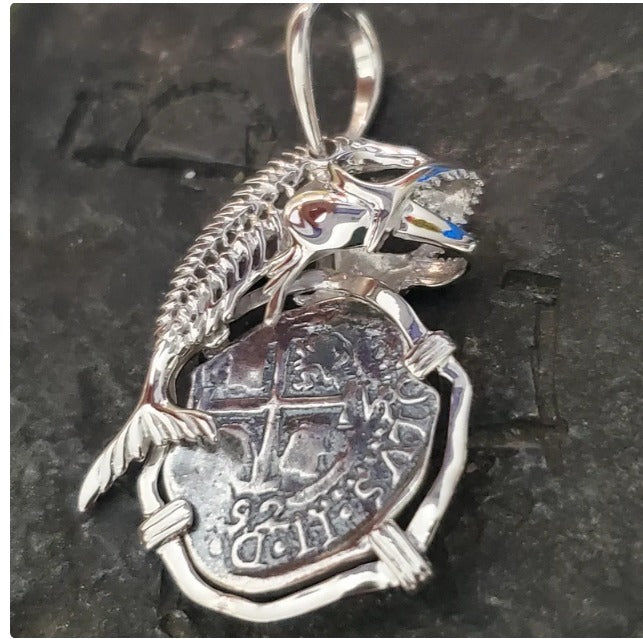 Atocha Skeleton fish coin gift for him men jewelry