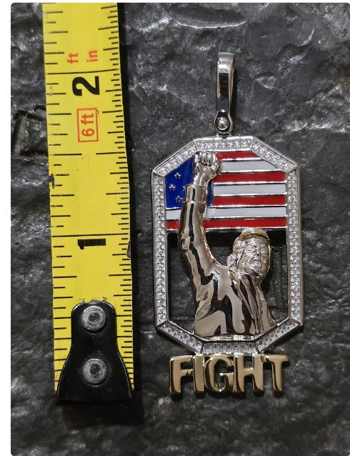 TRUMP fight fight fight iconic picture quality jewelry flag first jewelry patriot pendant silver gold