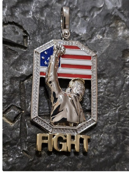 TRUMP fight fight fight iconic picture quality jewelry flag first jewelry patriot pendant silver gold