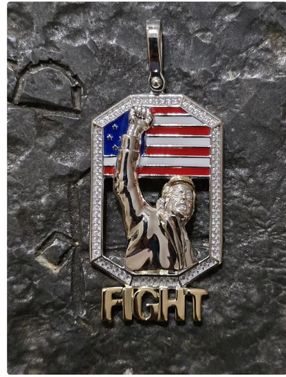 TRUMP fight fight fight iconic picture quality jewelry flag first jewelry patriot pendant silver gold