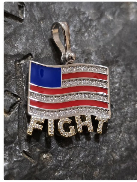 TRUMP fight quality jewelry flag first jewelry patriot pendant silver gold