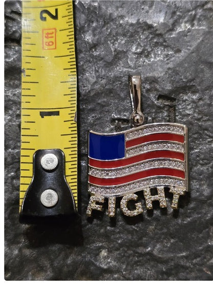 TRUMP fight quality jewelry flag first jewelry patriot pendant silver gold