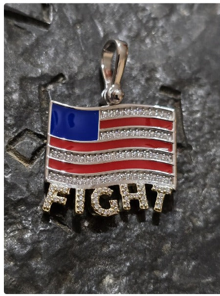 TRUMP fight quality jewelry flag first jewelry patriot pendant silver gold