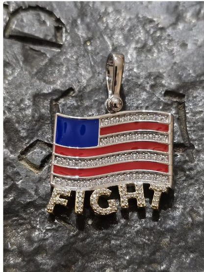 TRUMP fight quality jewelry flag first jewelry patriot pendant silver gold