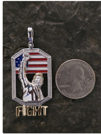 TRUMP fight fight fight iconic picture quality jewelry flag first jewelry patriot pendant silver gold