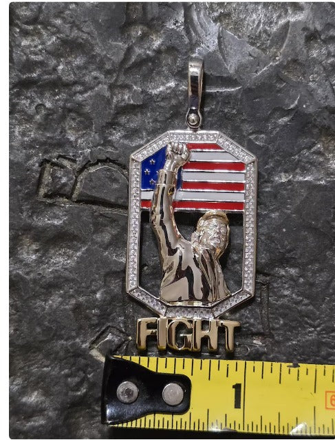 TRUMP fight fight fight iconic picture quality jewelry flag first jewelry patriot pendant silver gold