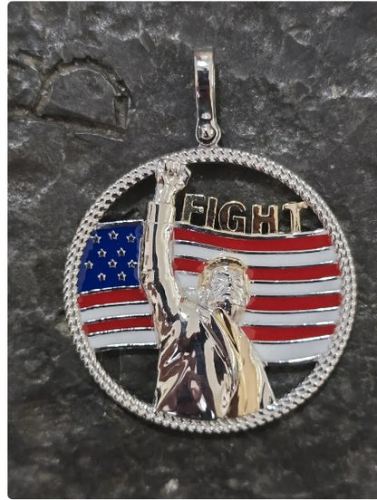 TRUMP fight fight fight iconic picture quality jewelry flag first jewelry patriot pendant silver gold bold large piece