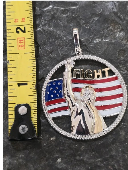 TRUMP fight fight fight iconic picture quality jewelry flag first jewelry patriot pendant silver gold bold large piece