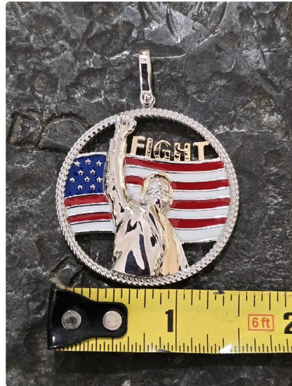 TRUMP fight fight fight iconic picture quality jewelry flag first jewelry patriot pendant silver gold bold large piece