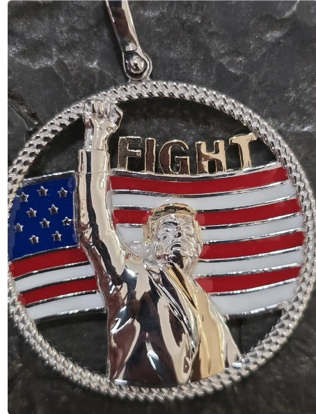 TRUMP fight fight fight iconic picture quality jewelry flag first jewelry patriot pendant silver gold bold large piece