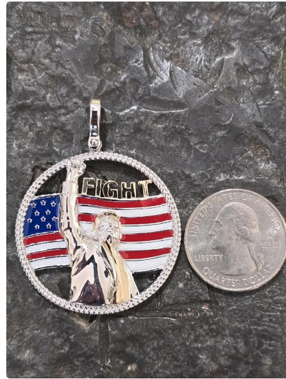 TRUMP fight fight fight iconic picture quality jewelry flag first jewelry patriot pendant silver gold bold large piece