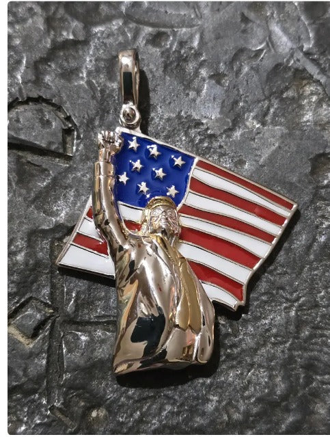 TRUMP proud american president fight fight fight iconic picture quality jewelry flag first jewelry patriot silver gold bold large piece