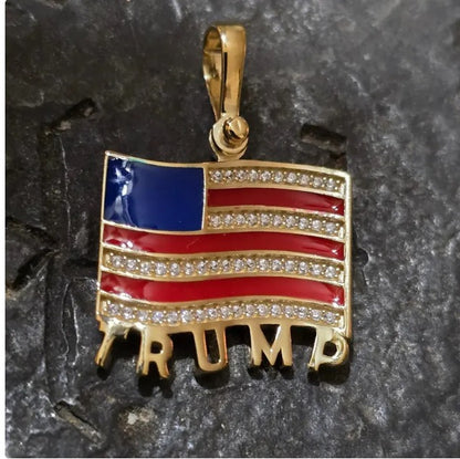 TRUMP quality jewelry flag first jewelry patriot pendant silver gold