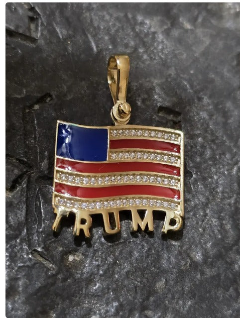 TRUMP quality jewelry flag first jewelry patriot pendant silver gold