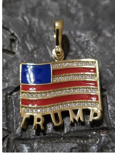 TRUMP quality jewelry flag first jewelry patriot pendant silver gold