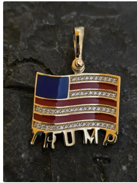 TRUMP quality jewelry flag first jewelry patriot pendant silver gold