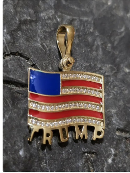 TRUMP quality jewelry flag first jewelry patriot pendant silver gold