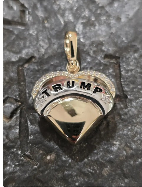 TRUMP gold vermeil heart pendant sterling silver with 14kt gold vermeil heart trump white sapphires