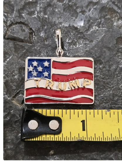 TRUMP quality jewelry flag first jewelry patriot pendant silver gold vermeil