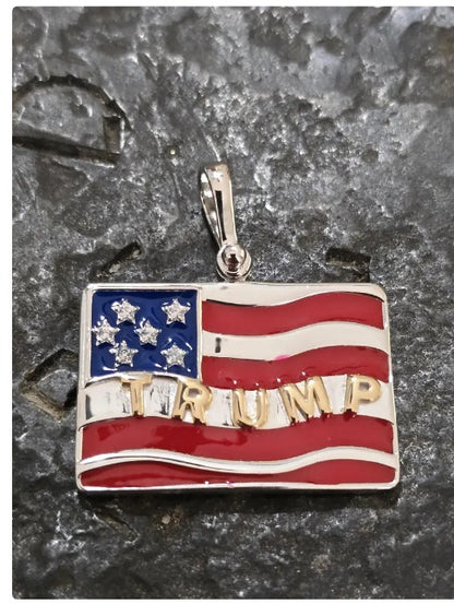 TRUMP quality jewelry flag first jewelry patriot pendant silver gold vermeil