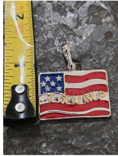 TRUMP quality jewelry flag first jewelry patriot pendant silver gold vermeil