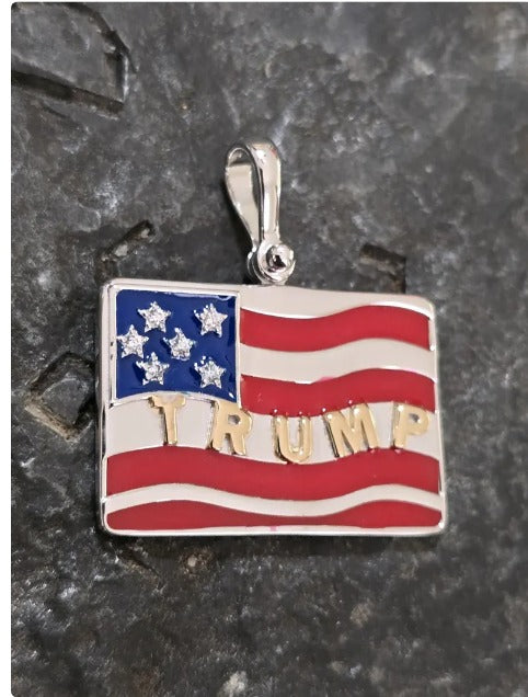 TRUMP quality jewelry flag first jewelry patriot pendant silver gold vermeil