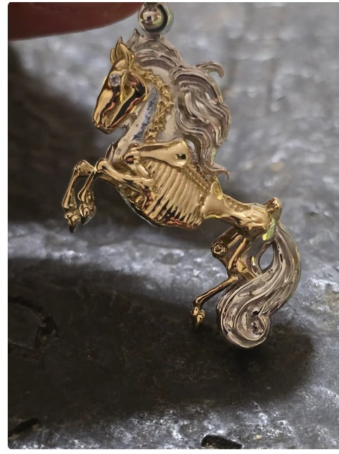 Skeleton horse pendant equestrian sterling silver handmade