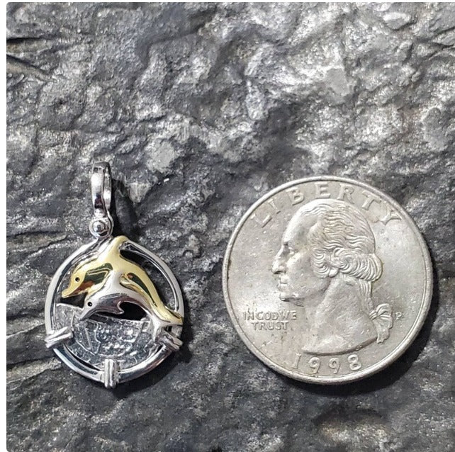 Mini atocha dolphin pendant sunken treasure ship coin – Sandbar Babes