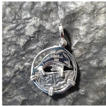 Mini atocha dolphin pendant sunken treasure ship coin