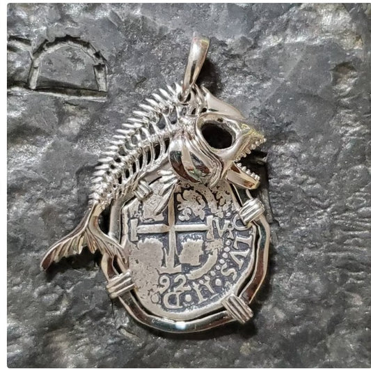 Atocha Skeleton fish coin gift for him men jewelry