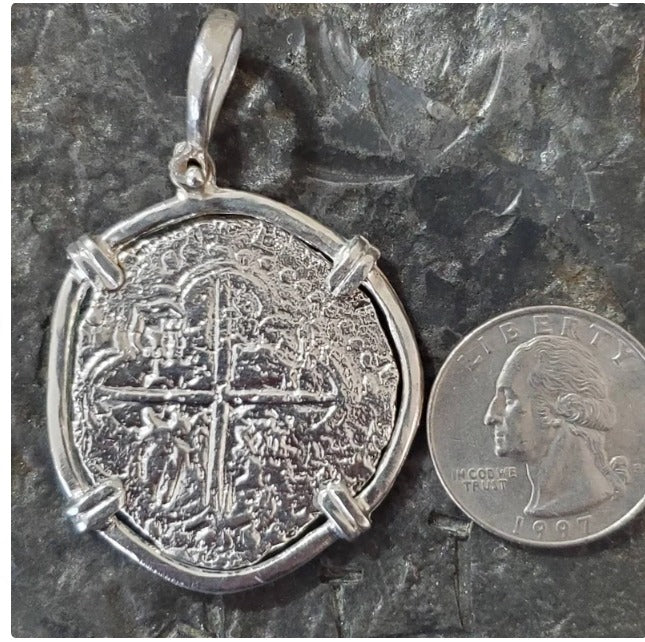 Large atocha silver coin sunken shipwreck treasure gift for him