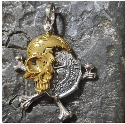 Atocha pirate skull crossbones shipwreck sunken treasure coin with 14kt gold plating