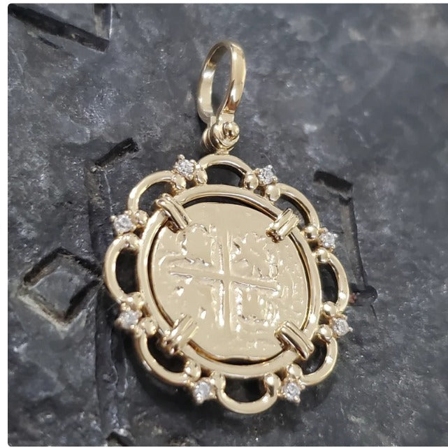 Atocha treasure with 14kt gold overlay coin shipwreck treasure jewelry white topaz accents
