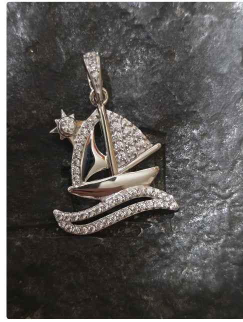 Sterling silver sailboat pendant