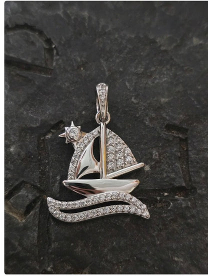 Sterling silver sailboat pendant