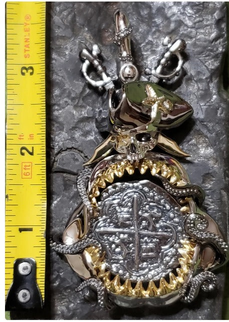 Large Atocha silver shipwreck treasure coin pirate octopus shark jaw bezel limited edition collection