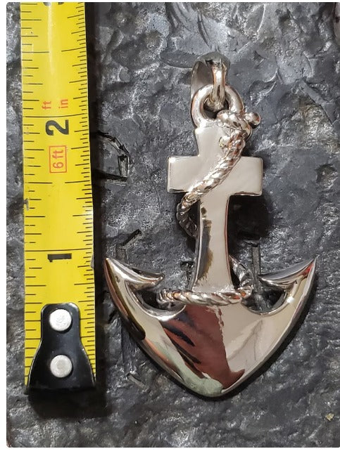 BIG solid Sterling silver anchor pendant