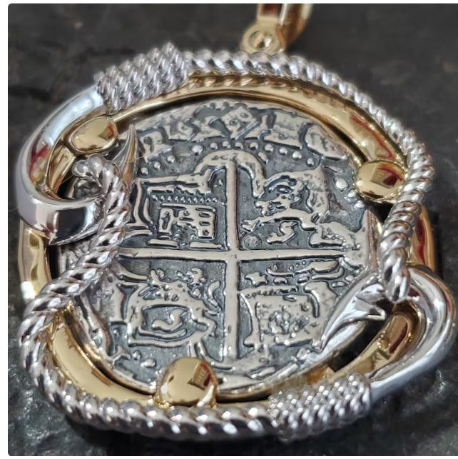 Atocha fish hook bezel coin pendant shipwreck sunken treasure jewelry