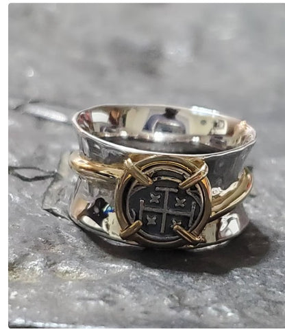 Atocha Two tone coin band ring