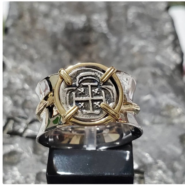 Atocha band ring with sterling silver and 14kt gold vermeil