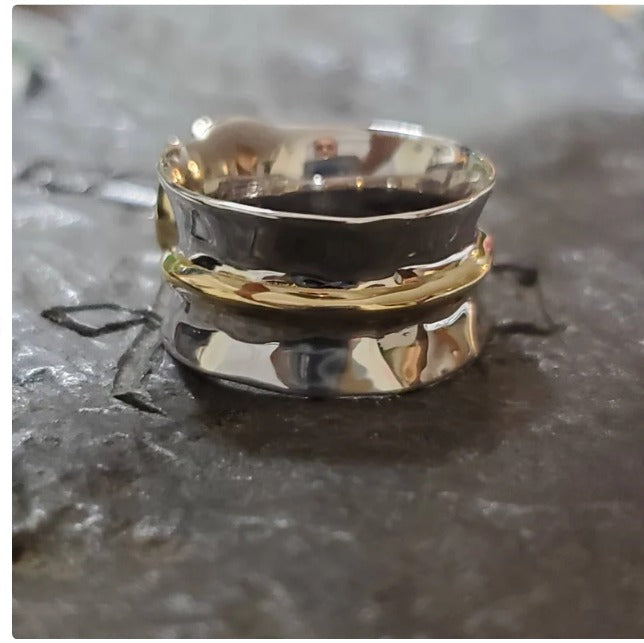 Atocha band ring with sterling silver and 14kt gold vermeil