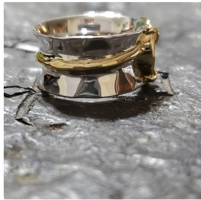 Atocha band ring with sterling silver and 14kt gold vermeil