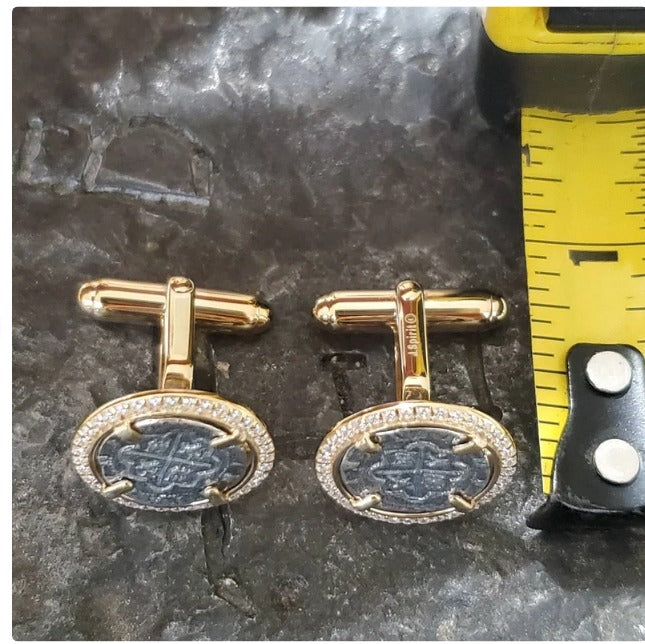 Atocha 14kt gold overlay coin cufflinks
