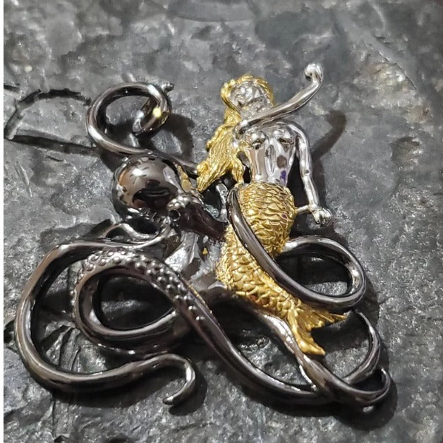 Mermaid octopus kraken pendant unique jewelry