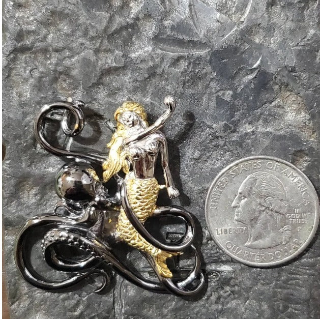 Mermaid octopus kraken pendant unique jewelry