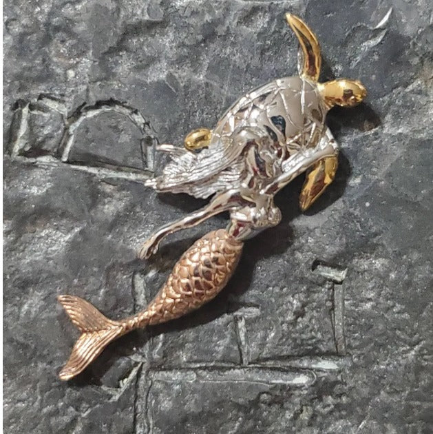 Sterling silver Mermaid with turtle pendant