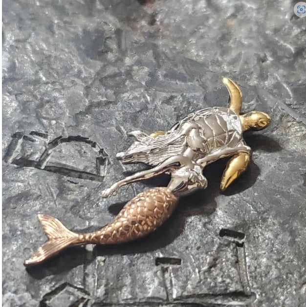 Sterling silver Mermaid with turtle pendant