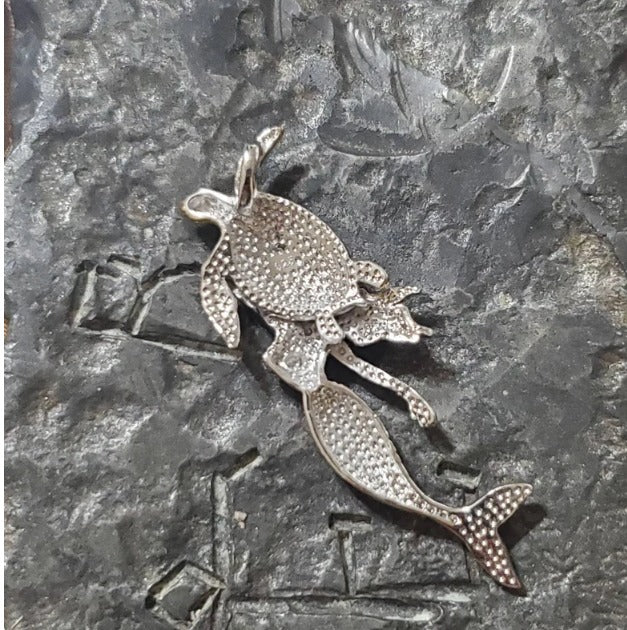 Sterling silver Mermaid with turtle pendant